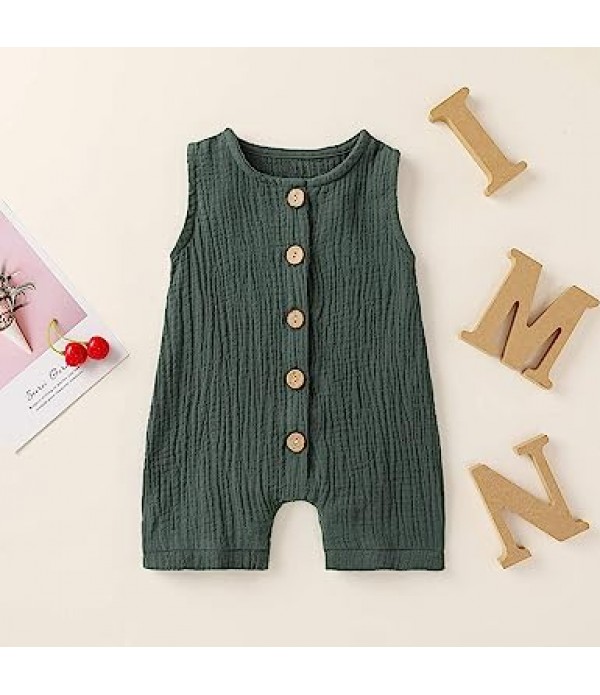 Infant Newborn Baby Boys Girls Cotton Linen Romper Summer Jumpsuit Sleeveless Overalls Clothing Set